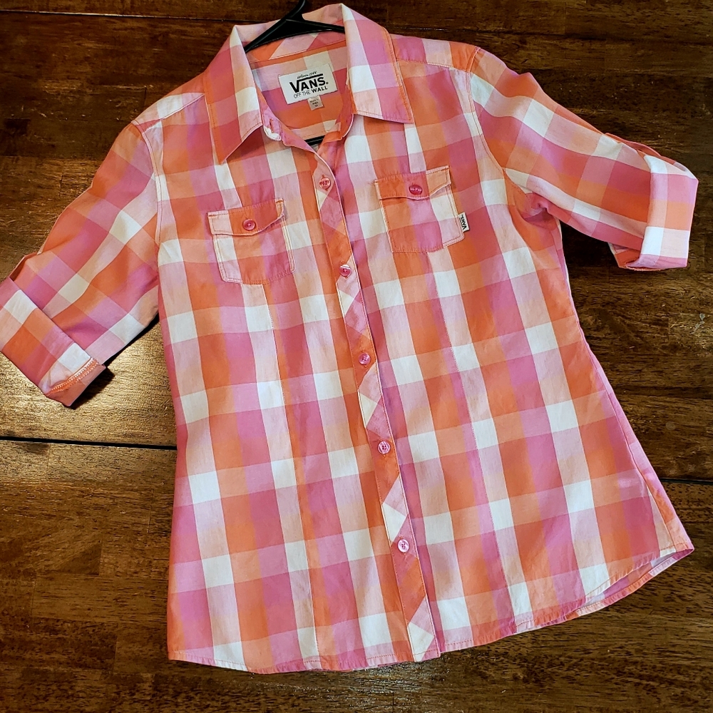 Vans Collared Plaid Button Down Top - image 2